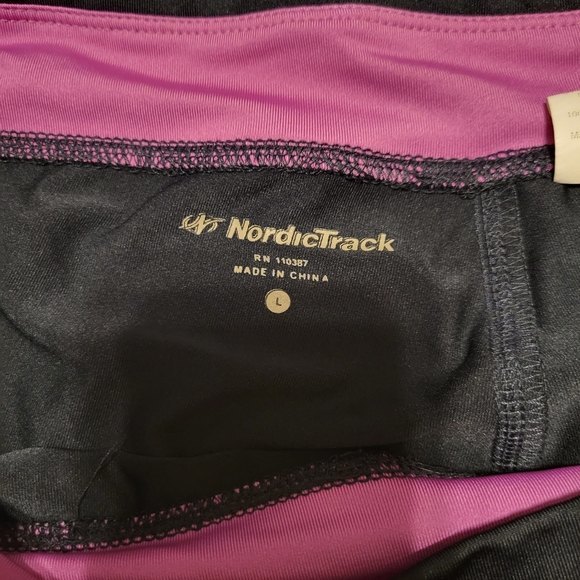 Womens Nordic Track spandex shorts size large Black/Purple - Picture 3 of 5
